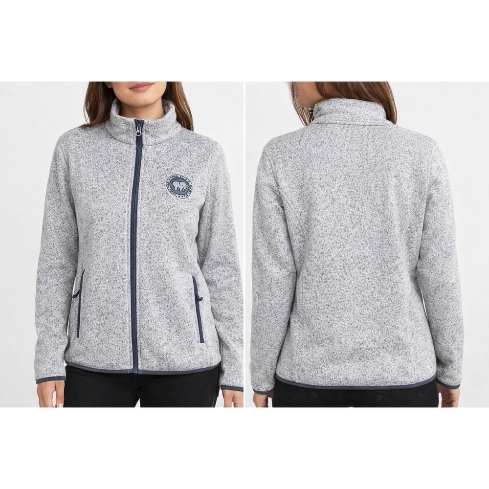 Ivory Ella Fleece Jacket‎ Womens M Gray Full Zip Cozy Pockets
